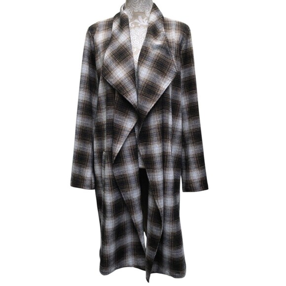 BB Dakota Steve Madden Academia Plaid Longline Blazer Jacket Brown Size L - Picture 4 of 12